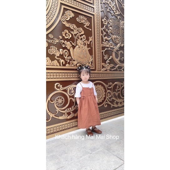 Váy hè cộc tay giả yếm nơ eo cho bé gái 8-21kg (1-5 tuổi