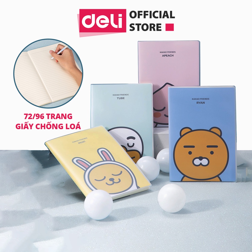 Sổ tay ghi chép Deli x Kakao Friends - 144/192 trang - Giấy kẻ ngang chất lượng cao - Thiết kế dễ thương, nhỏ gọn