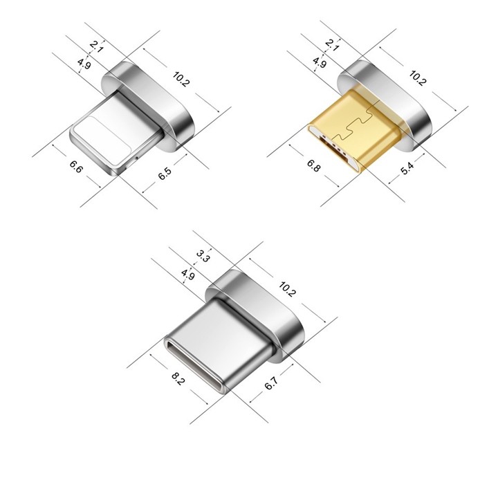 Đầu Cáp Sạc Lightning, MicroUSB, Type C Rời Của Dòng Cáp Nam Châm Elough E04 Hàng Chính Hãng