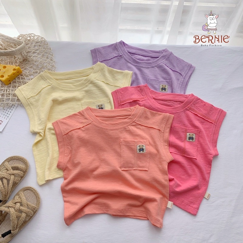 Áo xước bé trai bé gái Bernie can túi gấu unisex mềm mịn thấm hút mồ hôi cho bé từ 9-22kg - 21A034