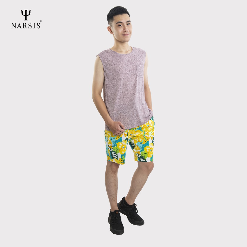 Quần Short nam Narsis S0007 in họa tiết hoa vàng