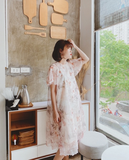 [Mã FATHANG5 giảm 10K đơn 50K] Đầm tơ hoa dáng chữ A | BigBuy360 - bigbuy360.vn