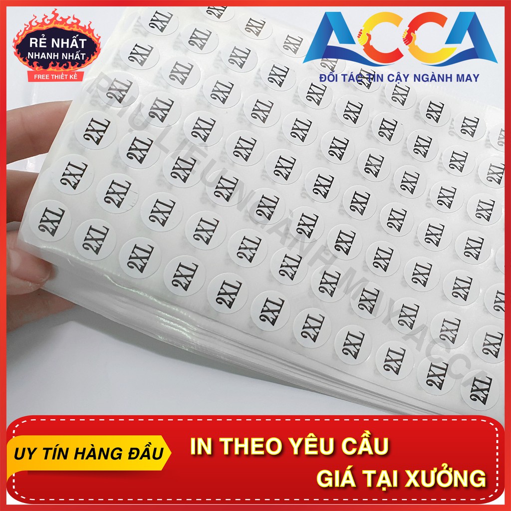 [ GIÁ LẺ RẺ NHƯ GIÁ SỈ ] DECAL TEM SIZE _ DÁN SIZE QUẦN ÁO _140 MIẾNG DECAL SIZE _NHẬN IN NHÃN MÁC THEO YÊU CẦU_