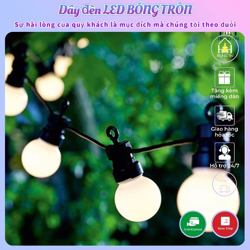 【LOẠI 1】Dây đèn LED BÓNG TRÒN trang trí ngoài trời dùng cho quán cà phê, trà chanh, trà sữa 5M 10 LED , 10M 20 LED.