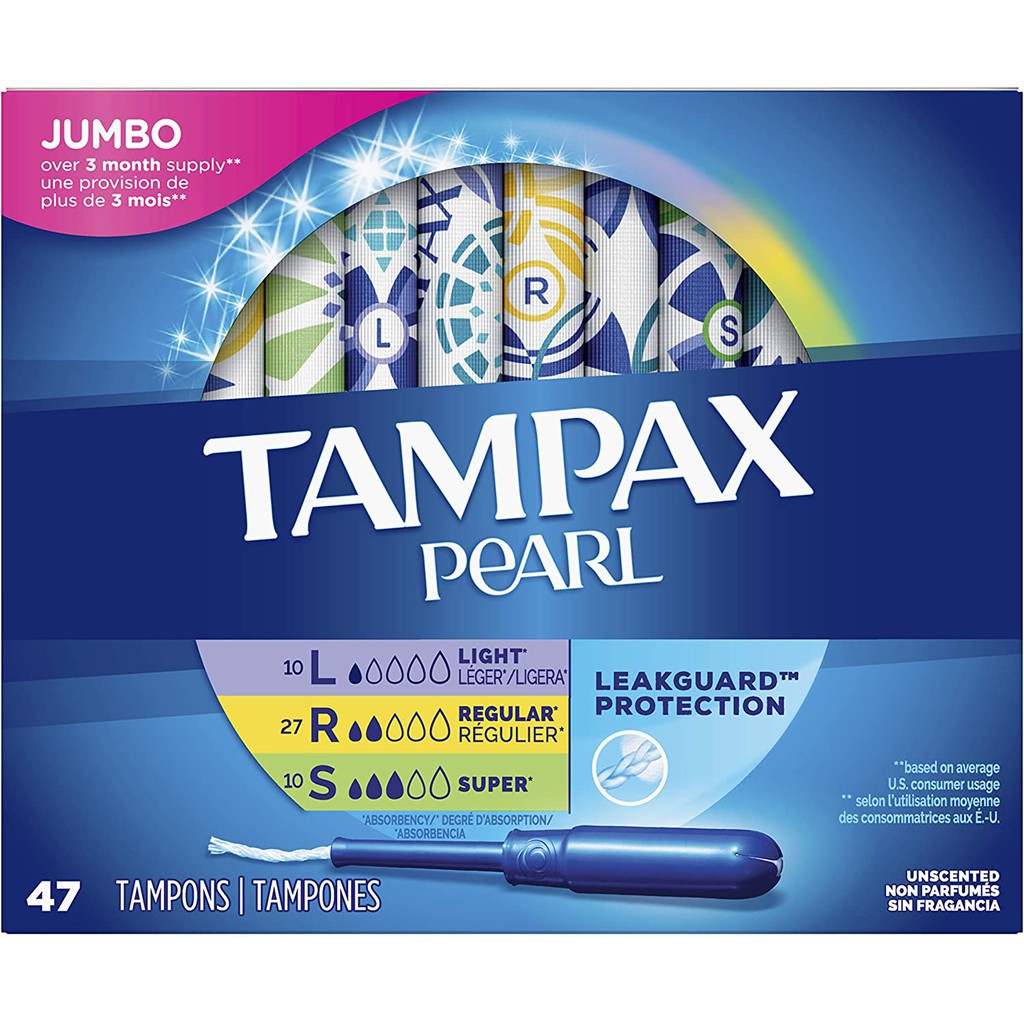 Tampax Pearl Tampon, Light/Regular/Super/Super Plus  - Băng vệ sinh dạng que không mùi của Mỹ