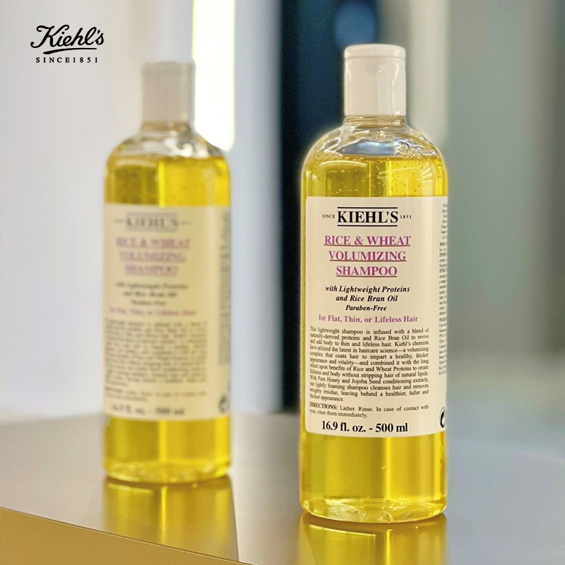 Kiehl's Shampoo Rice Wheat Rich Plant Extract Clean Fluffy Refreshing Oil Control Supple Female 500ml Dầu Gội Giàu Lúa Mì 500ml Chiết Xuất Thực Vật Làm Sạch Da Đầu Kiềm Dầu