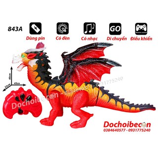 Khủng long điều khiển 2 đầu 843A - Loại lớn - Dùng pin, có đèn nhạc