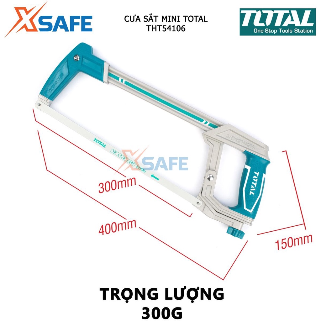 Khung cưa sắt TOTAL THT54106 Cưa cắt sắt cầm tay kích thước 300mm, dùng cưa, cắt các loại gỗ, sắt, nhôm - [XSAFE]