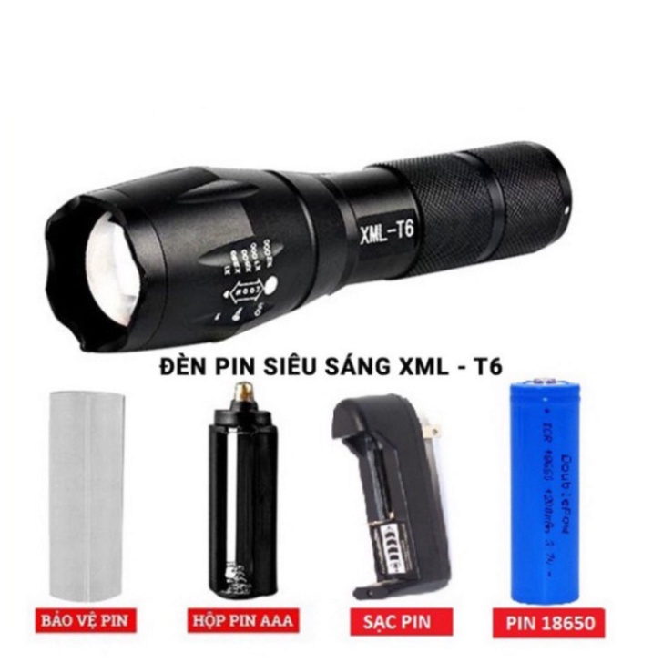 Đèn Pin Siêu Sáng Xml T6 Chiếu Xa Chính Hãng Ultrafire Chống Nước Tuyệt Đối - Florentino