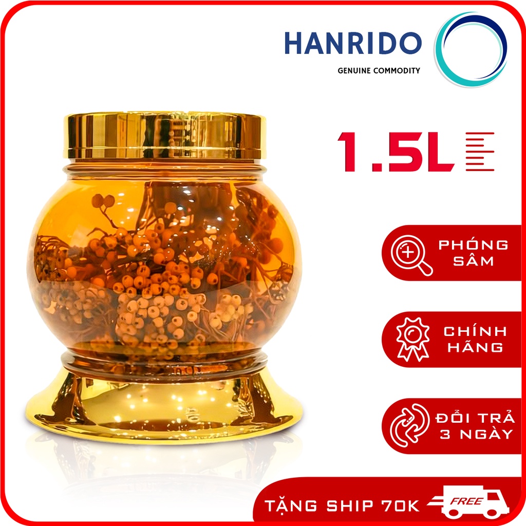 Bình ngâm rượu thủy tinh Hàn Quốc 1,5L hình Cầu - HANRIDO. Phóng sâm - Sang trọng - Sức khỏe
