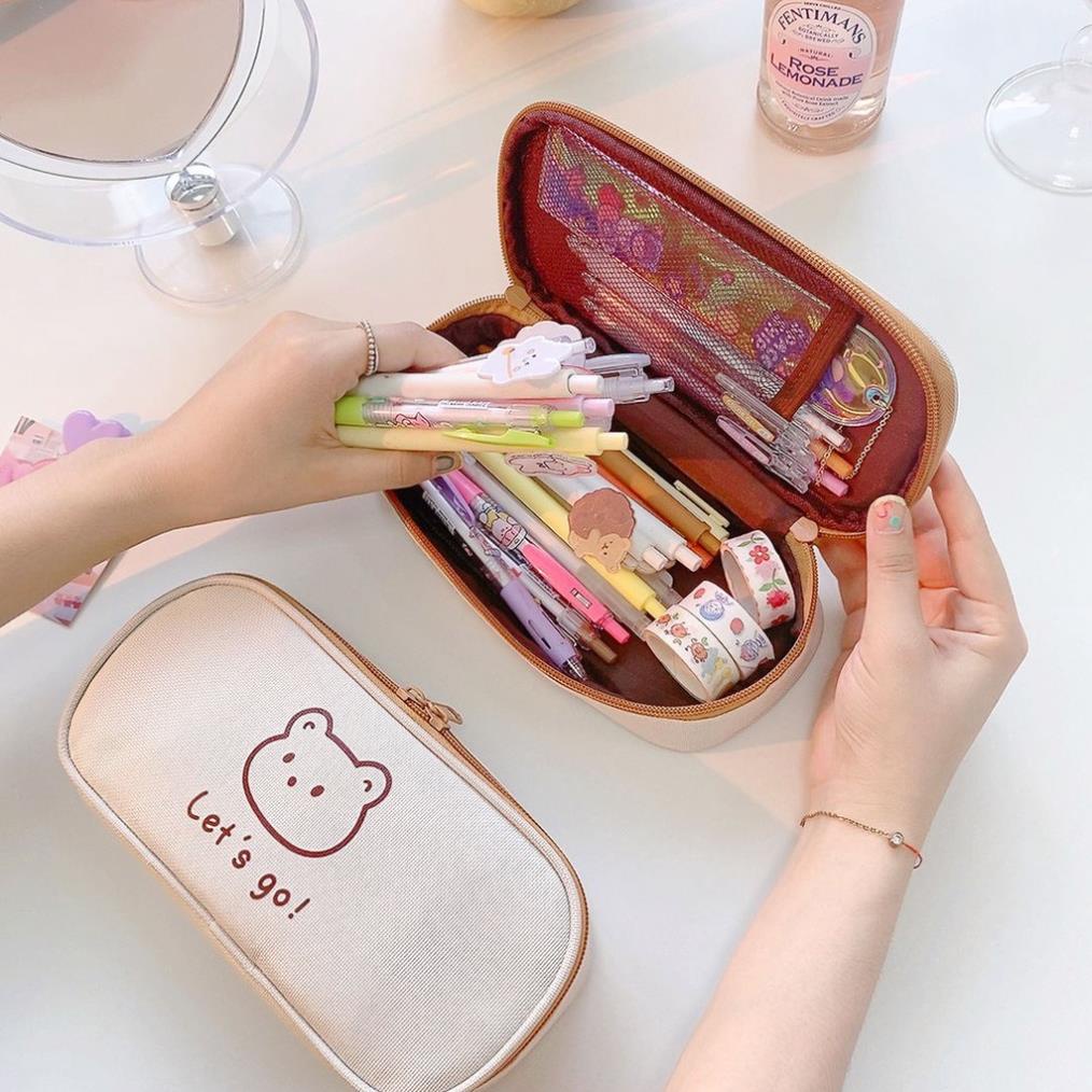 Túi đựng bút vải canvas phong cách Hàn Quốc tiện dụng dành cho học sinh