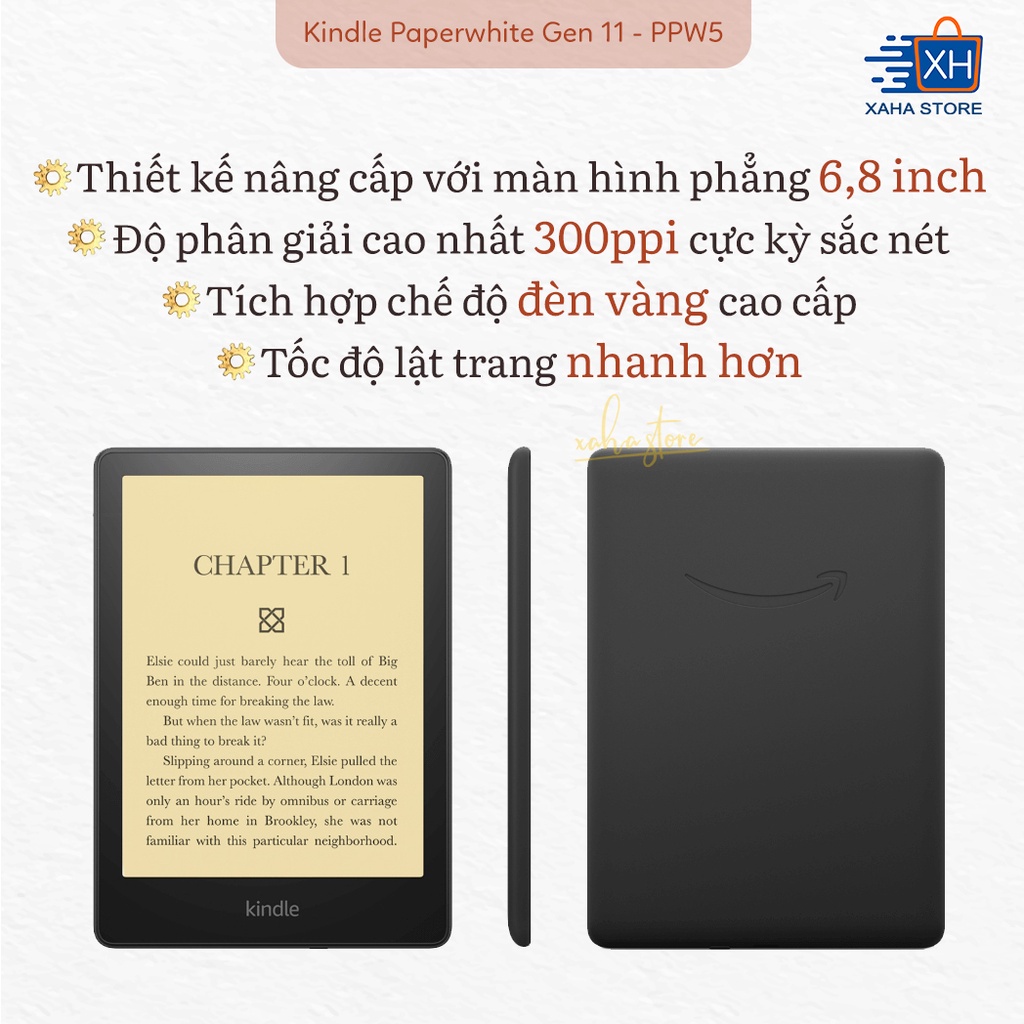 Máy Đọc Sách Kindle Amazon Paperwhite 5 11th generation 2021 NEW 100% Đèn Vàng Màn Hình 6.8 Inch Chống Nước- Xaha Store