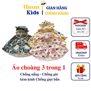 Áo Choàng Chống Nắng Cho Bé, Áo Nắng Trẻ Em, Kèm Kính Chống Giọt Bắn Chất Vải Lụa Hàn Quốc In Hình Ngộ Nghĩnh - AC001