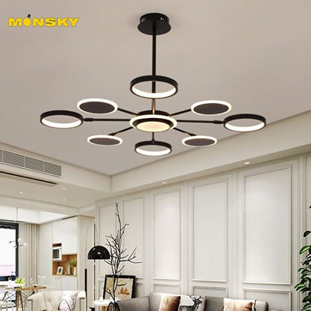 Đèn thả MONSKY NUCET loại 8 bóng trang trí nội thất hiện đại với 3 chế độ ánh sáng - kèm điều khiển từ xa - (170).
