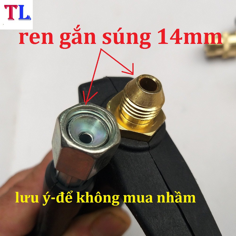 Bình Phun Bọt Tuyết+Súng Xịt Rửa Xe Cho Máy Rửa Xe (súng ren 14mm + bình bọt tuyết 1 lít )