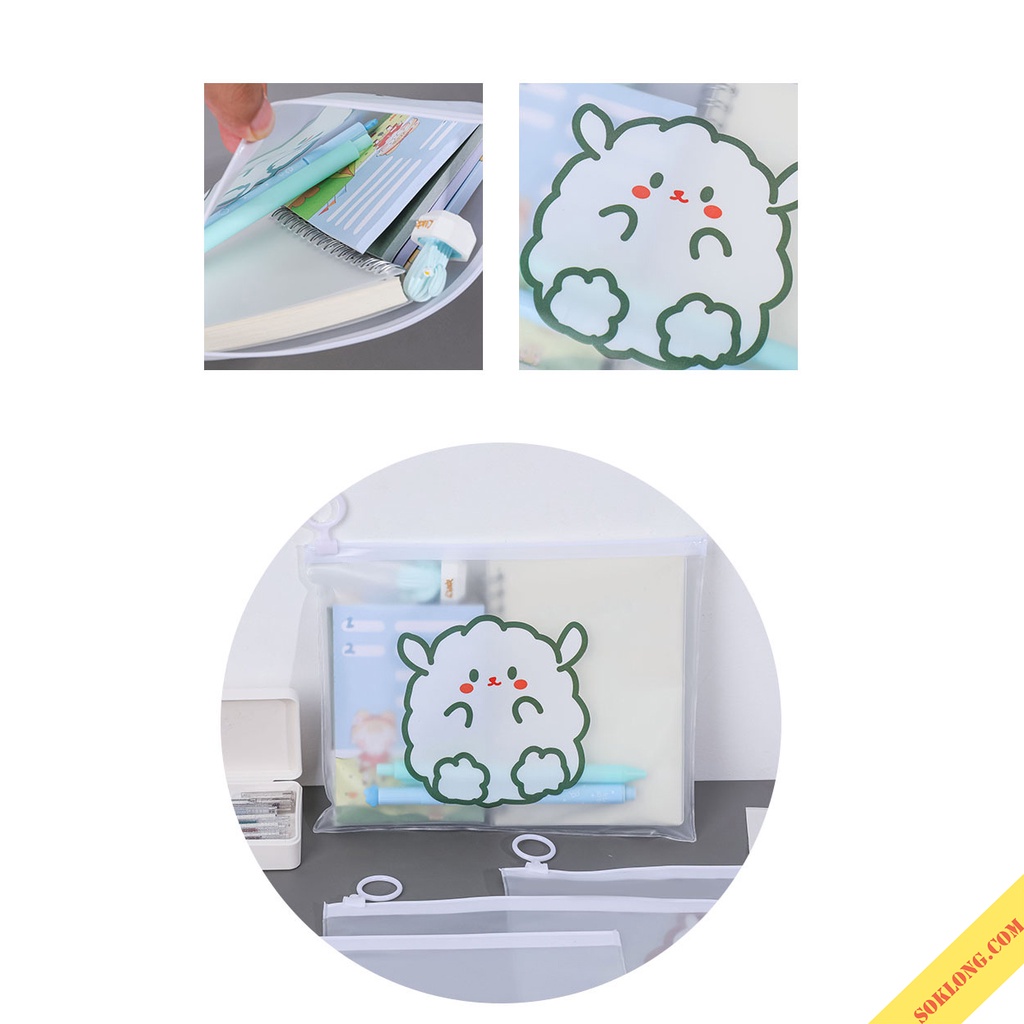 Túi zip trong suốt cute K59 túi đựng bút, đồ dùng học tập dễ thương phong cách Hàn Quốc, túi đựng mỹ phẩm