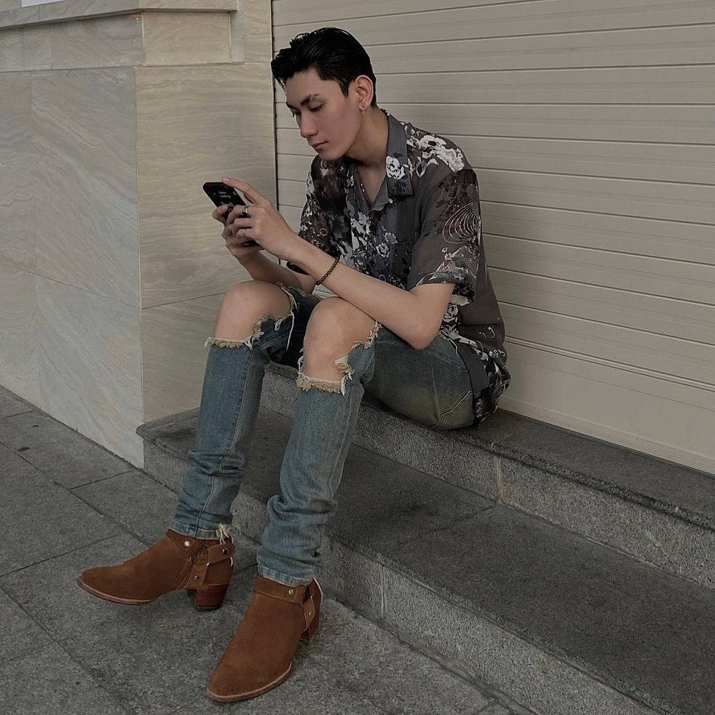 Giày Boots Nam TARMOR Màu Nâu Da Lộn Harness Boots In Tobacco Suede