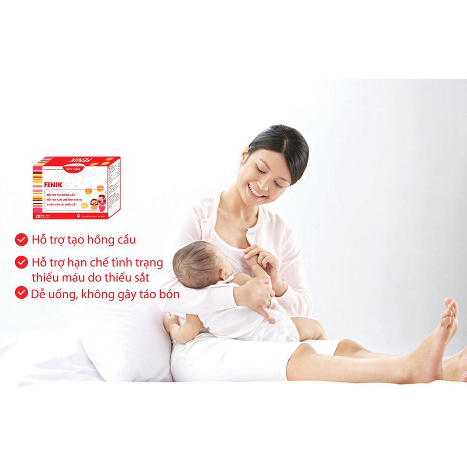 [ Chính Hãng ]  FENIK – Thực phẩm bổ máu bổ sung sắt, Vitamin, Acid Folic và các khoáng chất - Hộp 20 ống