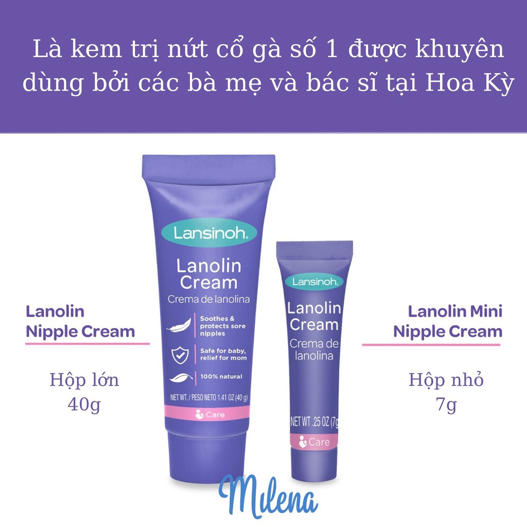 [Nhập Mỹ] Kem Trị Nứt Cổ Gà Lansinoh, 100% Mỡ Cừu Tự Nhiên Làm Dịu Nhanh An Toàn Cho Bé Hiệu Quả Cao