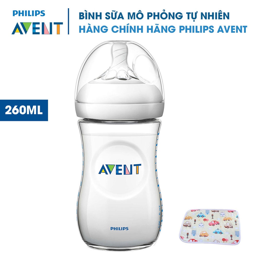 [CHÍNH HÃNG] Bình Sữa Mô Phỏng Tự Nhiên Philips Avent - 125ml. Tặng kèm tấm lót chống thấm cho bé