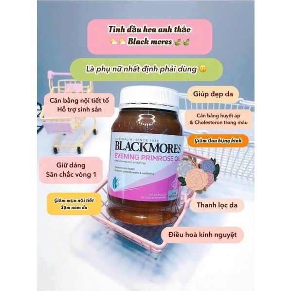Tinh dầu hoa anh thảo Blackmore Wagner Evening Primrose Oil 190 viên