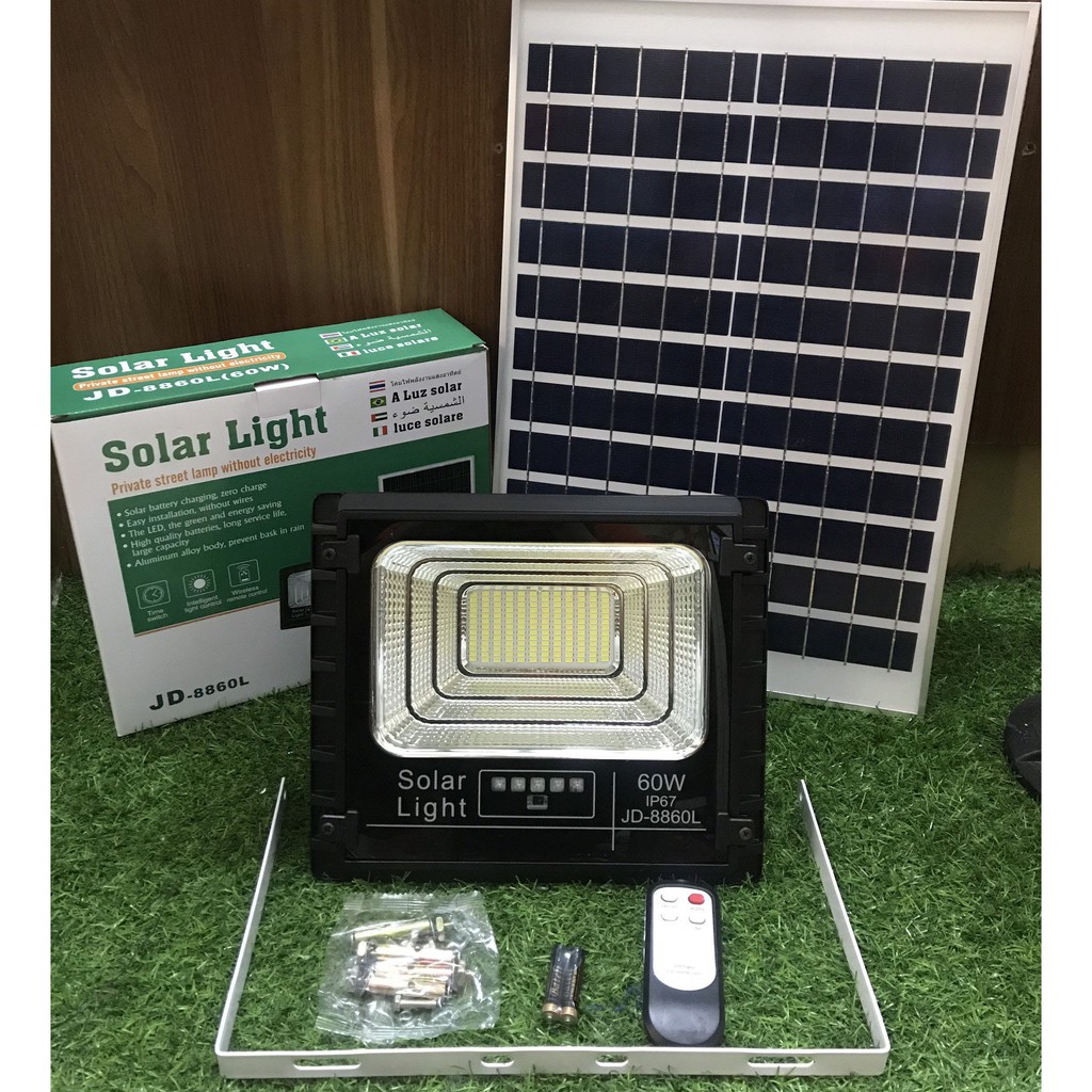 Đèn Năng Lượng Mặt Trời JINDIAN Công Suất 60W - Mẫu Mới 2020, Khung Nhôm, Chip Led "SMD" - BH 03 Năm