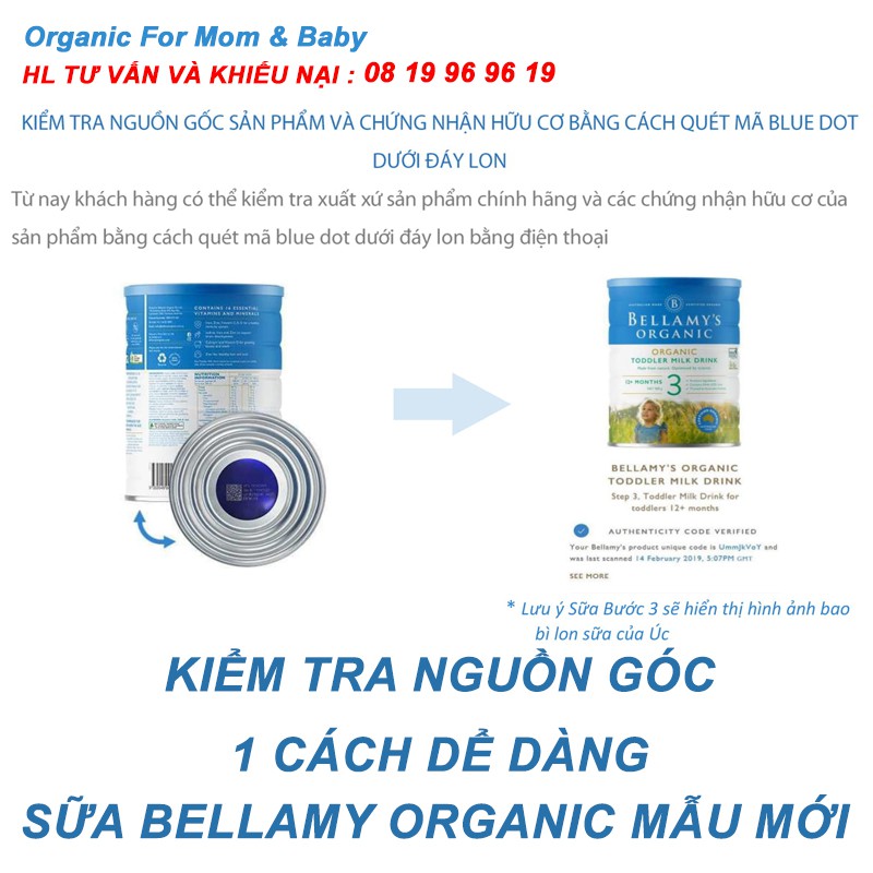 Tặng 1 gói ăn dặm Bellamy | Sữa bột hữu cơ Bellamy’s Organic công thức Số 2 - Follow-on Formula 900g