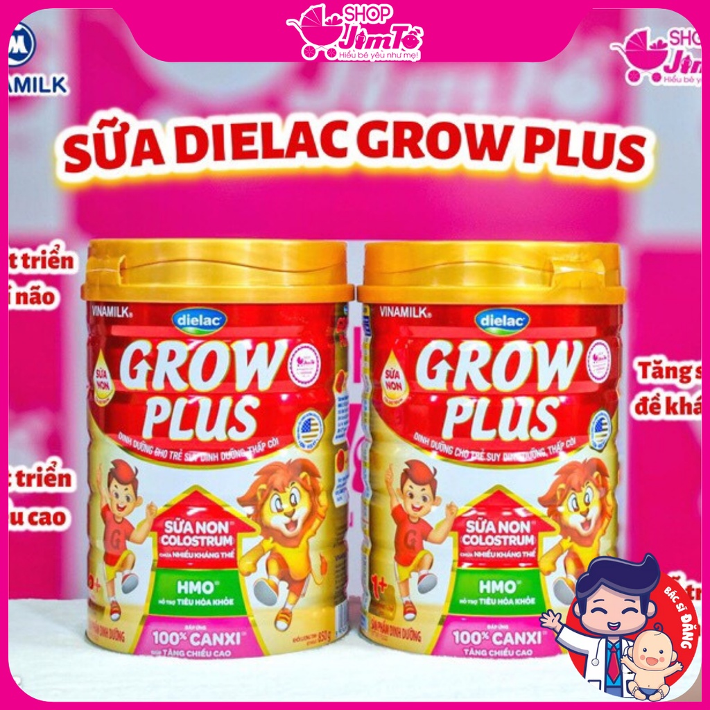 Sữa Bột Dielac Grow Plus Sữa Non 1+ 2+ Cho Bé Suy Dinh Dưỡng, Thấp Còi Hộp 850G