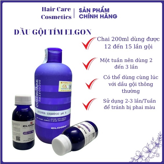 Dầu gội tím Elgon, dầu gội khử vàng và giữ màu dành cho tóc tẩy nhuộm màu thời trang | Shop Hair