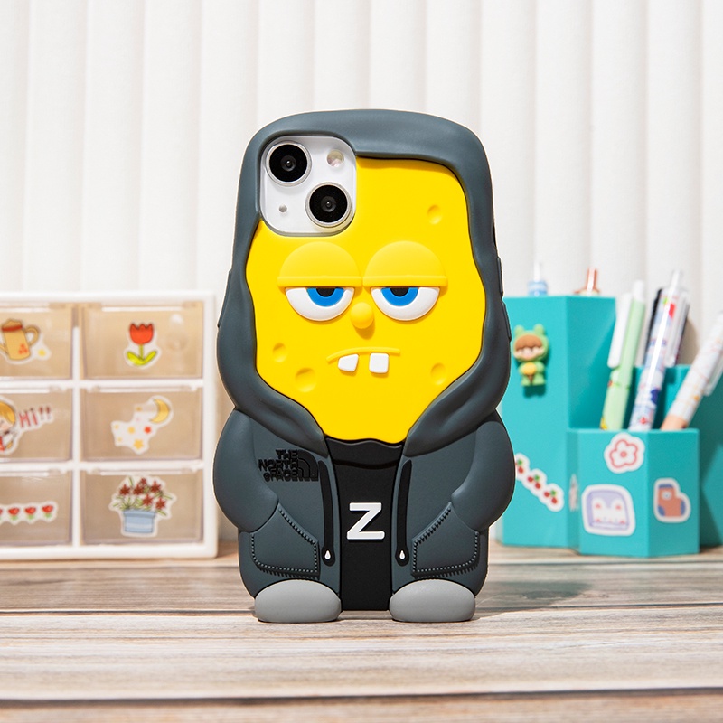 Ốp Điện Thoại Hình SpongeBob Màu Đen Cho iPhone13Pro iP12Pro XR iPhone11 12Promax 13Promax 11 12 13