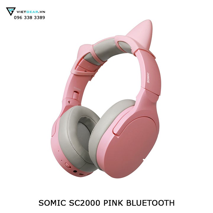 Tai nghe tai mèo Somic SC2000 Bluetooth 5.0 chống ồn màu hồng