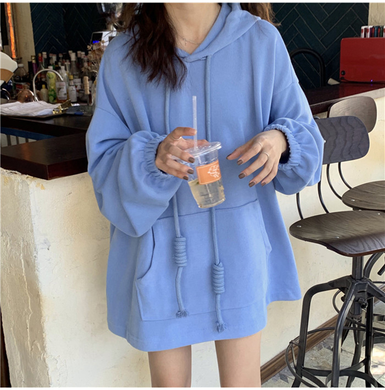 Áo Hoodie Form Rộng Màu Trơn Thời Trang Hàn Quốc Dành Cho Nữ