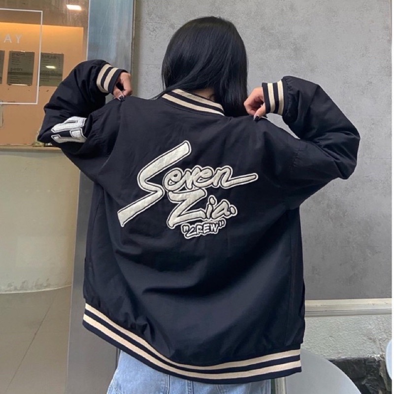 Áo Khoác Bomber Dù 2 lớp SEVEN ZIA  Nam nữ unisex/Bomber Jacket form rộng Ulzzang