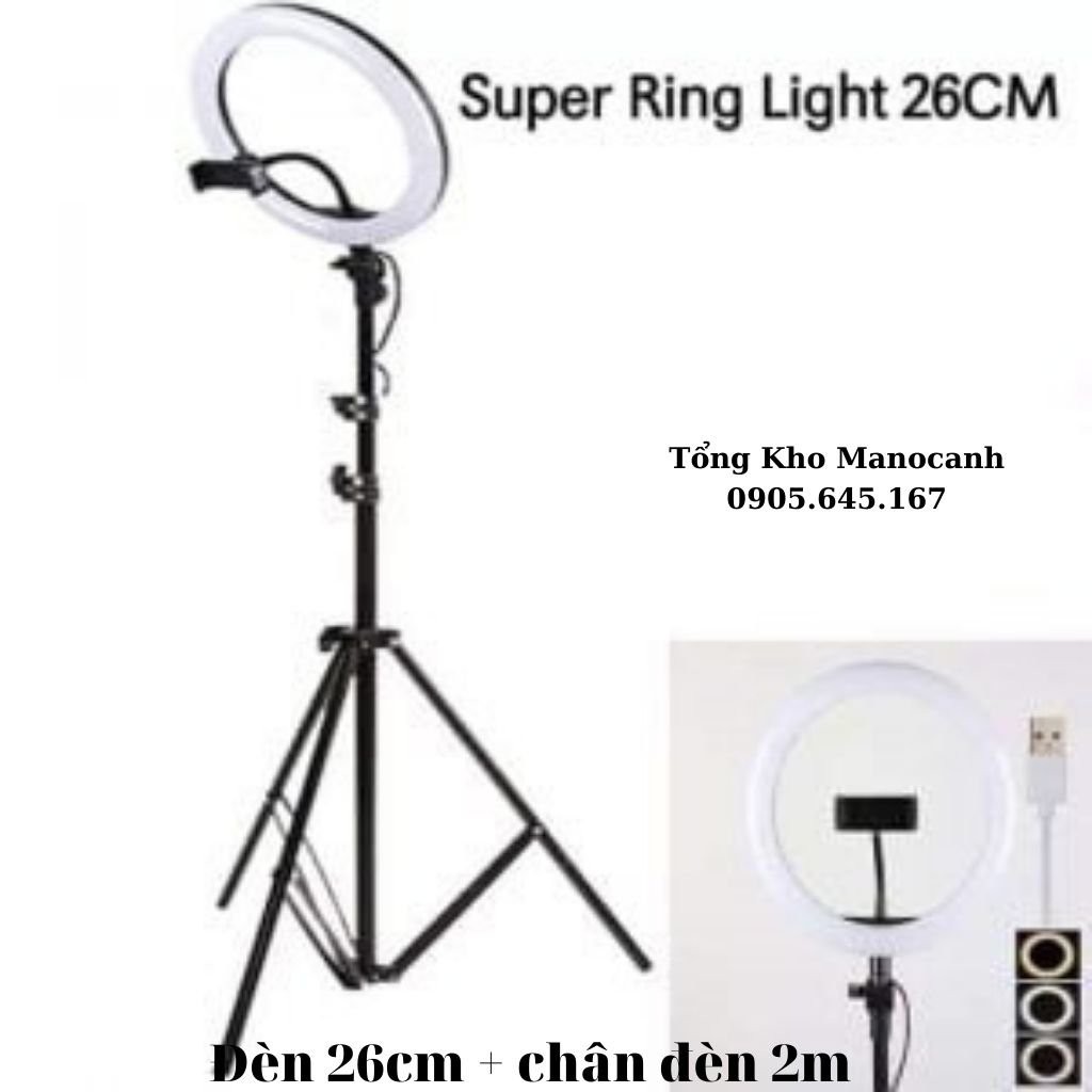 Đèn Livestream size  45 cm và chân 2m1, Hỗ Trợ Chụp Ảnh, Make up, bán hàng nhiều Chế Độ Sáng