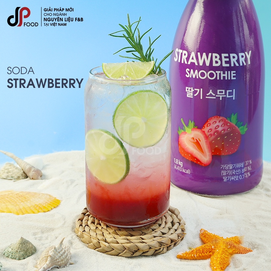 Smoothie Dâu Strawberry làm trà trái cây, đá xay, soda thay thế Sinh tố Syrup Siro Puree  - JUPITER