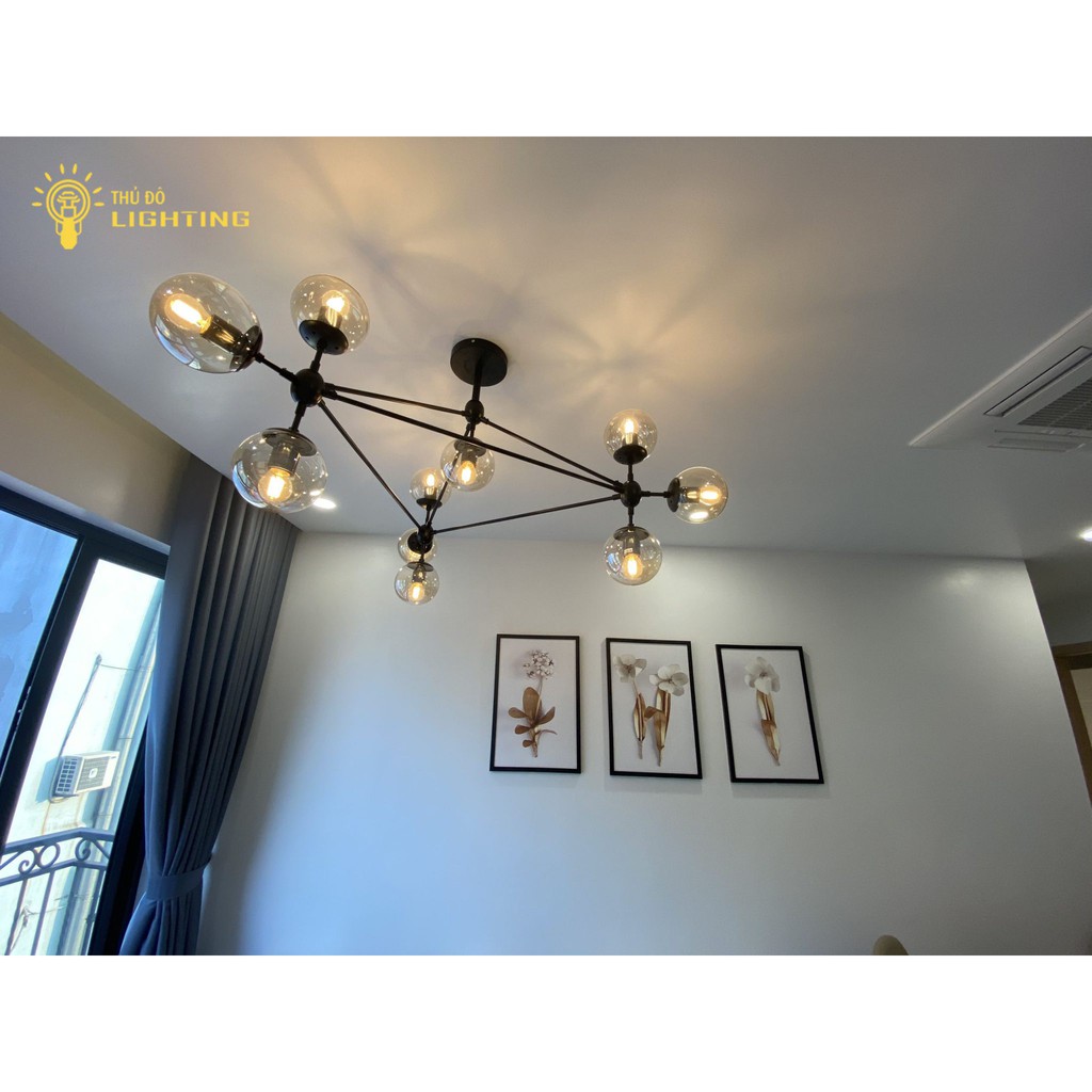 Đèn Chùm Trang Trí Phòng Khách Phòng Ngủ THỦ ĐÔ LIGHTING Phân Tử 10 Bóng Mang Phong Cách Hiện Đại Bảo Hành 12 Tháng