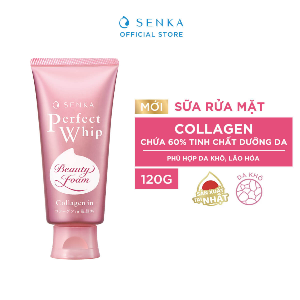 Gift - Sữa rửa mặt tạo bọt bổ sung Collagen Senka Perfect Whip Collagen In 120g