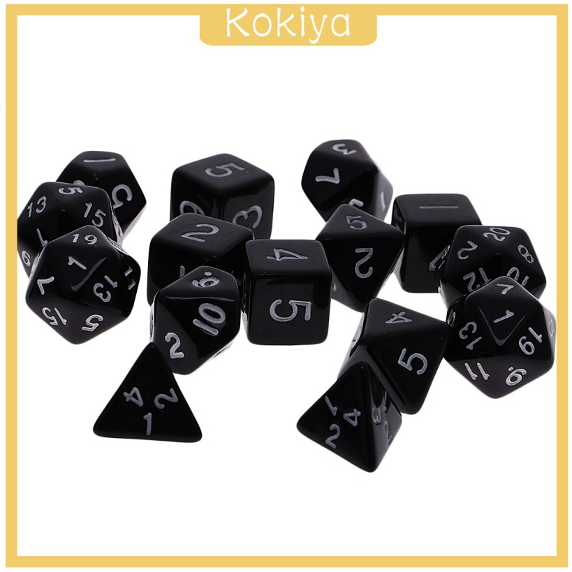 Bộ 15 xúc xắc 4-20 mặt 1/10 Acrylic chơi game RPG kèm túi đựng