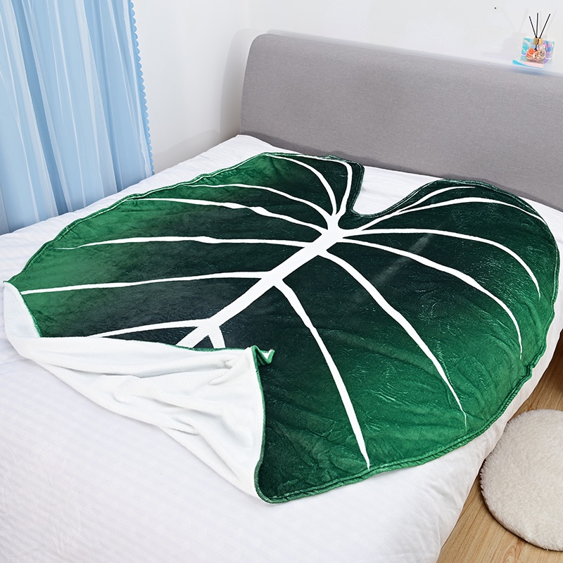 Chăn Vải Nỉ Họa Tiết Lá Cọ Trang Trí Ghế Sofa/Giường Ngủ