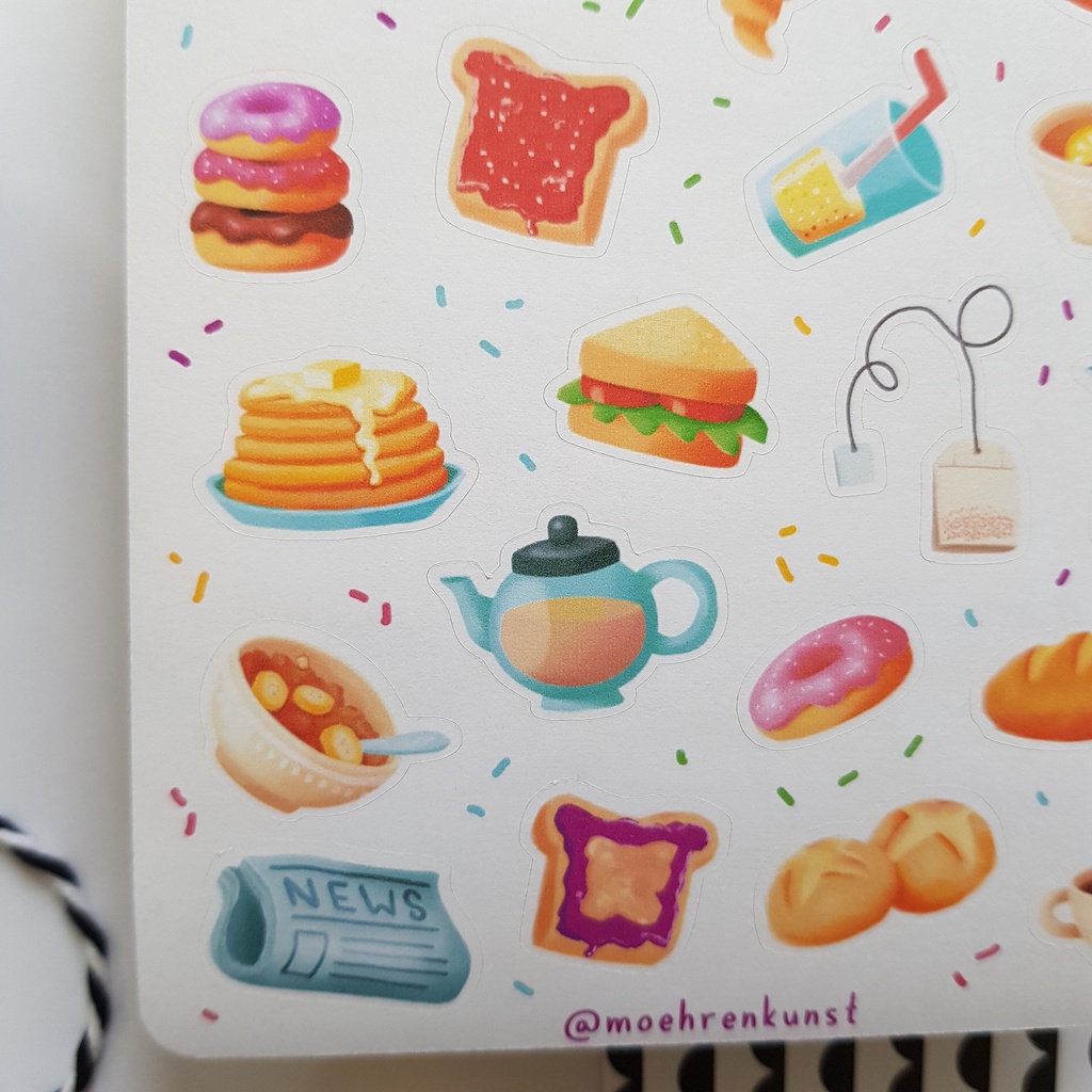 Sticker Sheet - Breakfast - Chuyên dán sổ | Bullet Journal Stickers, Food Stickers, Breakfast Stickers, Lunch Stickers