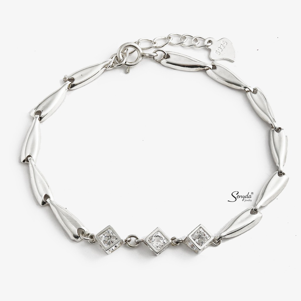 Lắc tay Senyda Jewelry cubi hột dây giọt mưa bạc 925 LT214