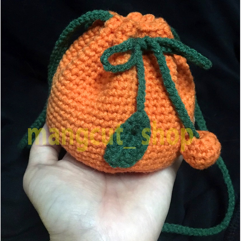Túi đựng lì xì quả cam đáng yêu cho bé, túi len handmade