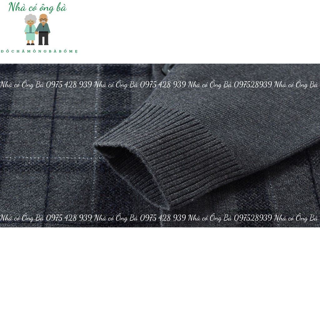 Áo len cardigan kẻ caro cho ông mùa đông, áo khoác mùa đông cho bố cho ông trung niên