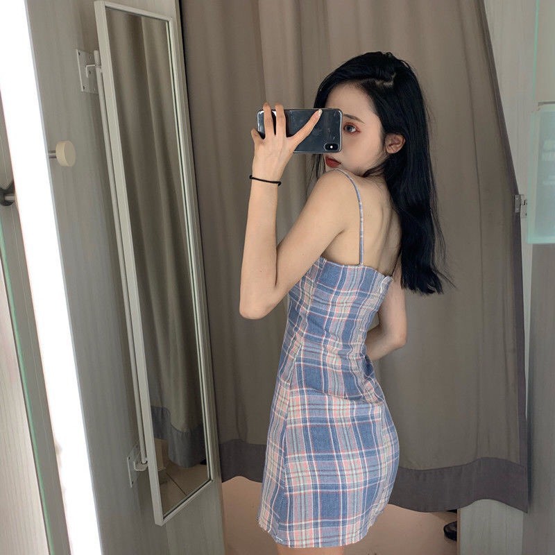 Đầm nữ, váy nữ hai dây kẻ sọc caro xinh xắn cho nữ | BigBuy360 - bigbuy360.vn