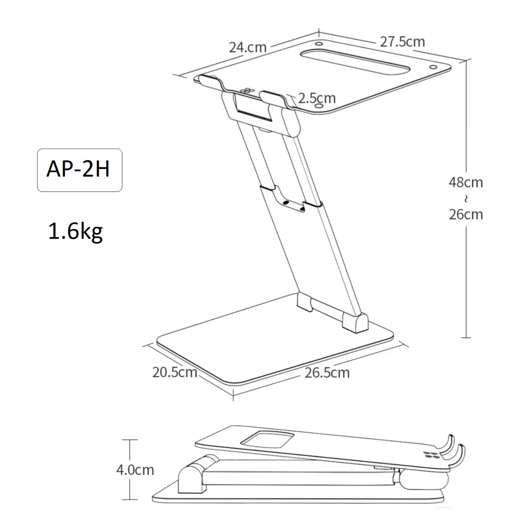 Đế kê laptop kiêm giá nâng cao macbook AP2H hợp kim nhôm nguyên khối