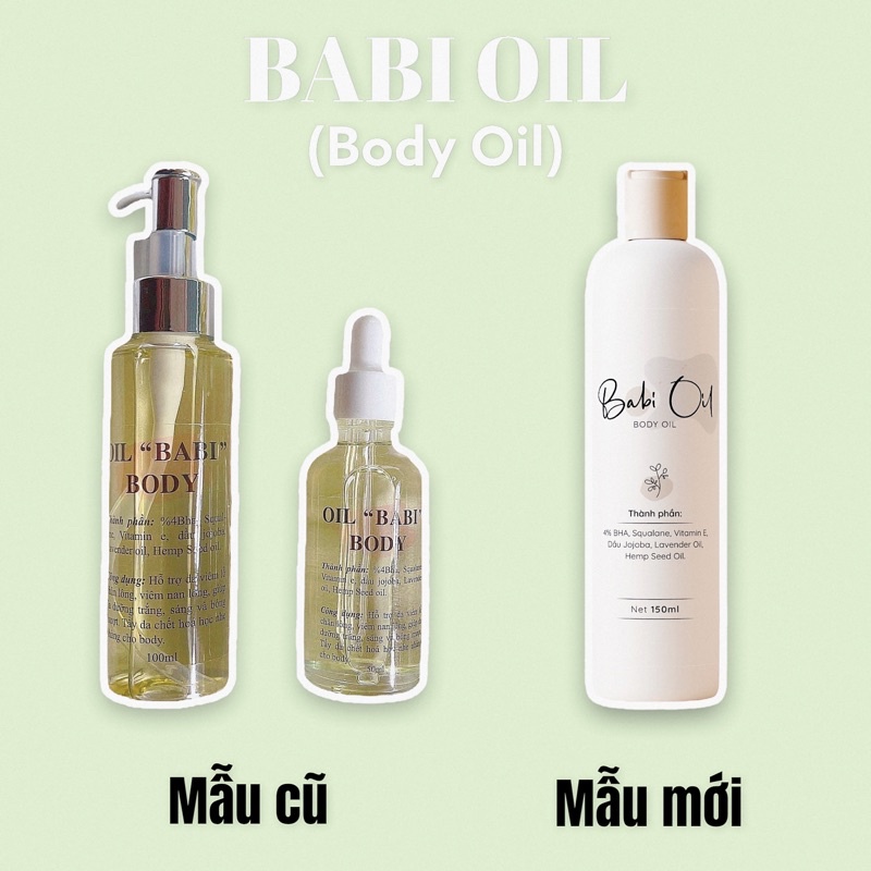 OIL “BABI” DẦU DƯỠNG DA BODY-4%BHA DƯỠNG SÁNG DA VÀ VIÊM NANG LÔNG
