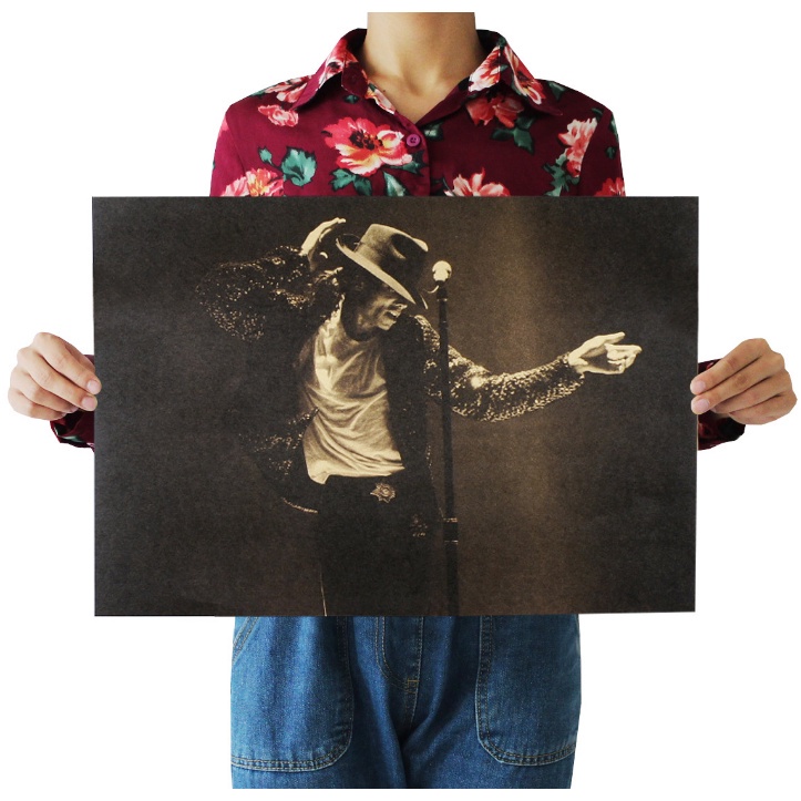 Poster Giấy Kraft Màu Vàng Và Trắng Dùng Để Trang Trí Quán Bar/Cafe/Michael Jackson