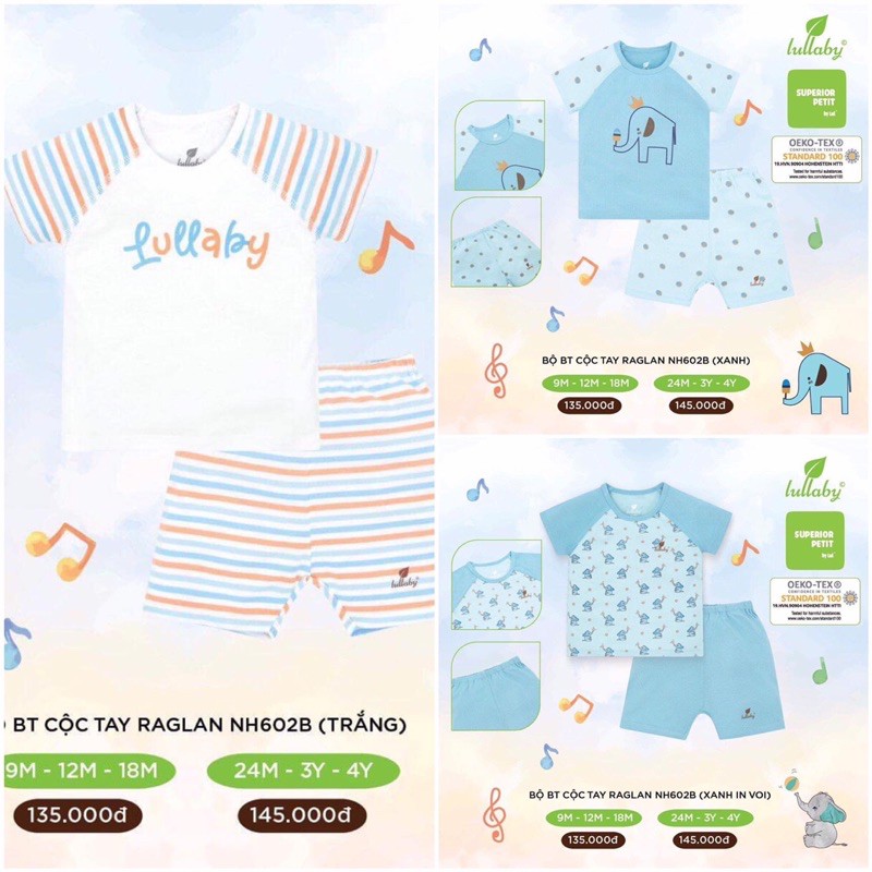 Bộ Cộc Tay Raglan Bé Trai Vải Pettit Lullaby 2021