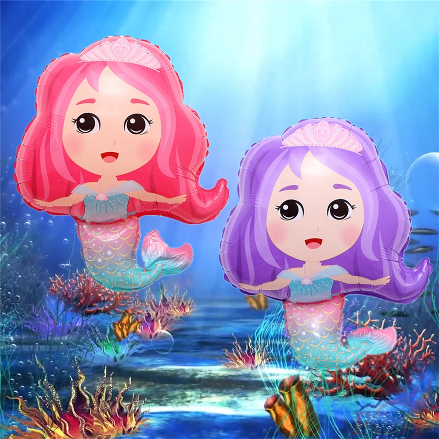 ♦ Trang Trí Tiệc - Bong Bóng ♦ 1 Bong Bóng Tráng Nhôm Hình Nàng Tiên Cá Dễ Thương Trang Trí Tiệc Sinh Nhật