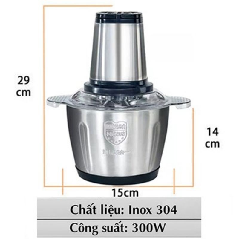 Máy xay thịt đa năng cối 2L inox 304